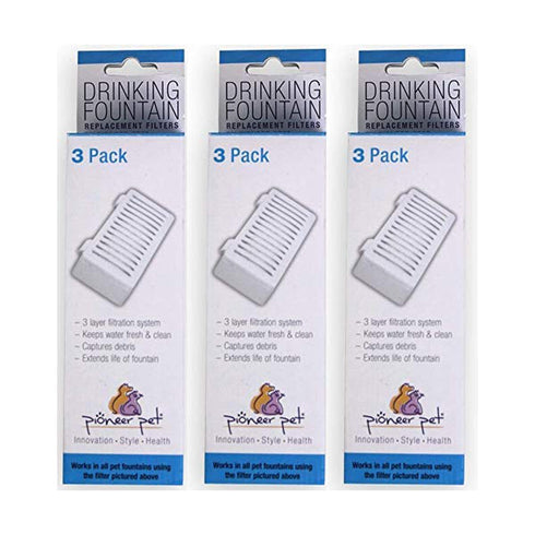 Pioneer Pet 3 Pack of T-Shaped Filter for Food, Water and Serene Fountain - Poudre Pet and Feed Supply